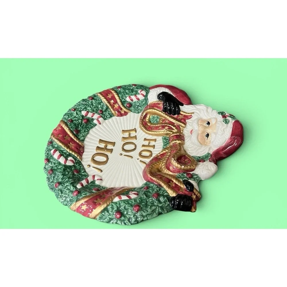 Fitz & Floyd Essentials Ho Ho Ho Santa Claus Canape Plate Christmas Cookies